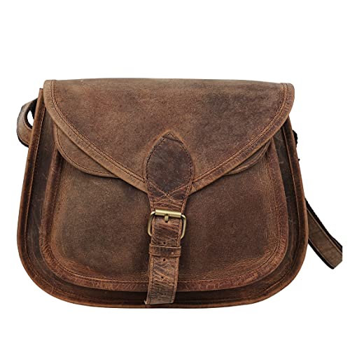 Leather Crossbody Bag for women purse tote ladies bags satchel travel tote shoulder bag by KPL (Distressed Tan)