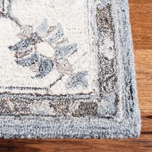 SAFAVIEH Suzani Collection 3' x 5' Grey/Ivory SZN331A Handmade Boho Premium Wool Area Rug