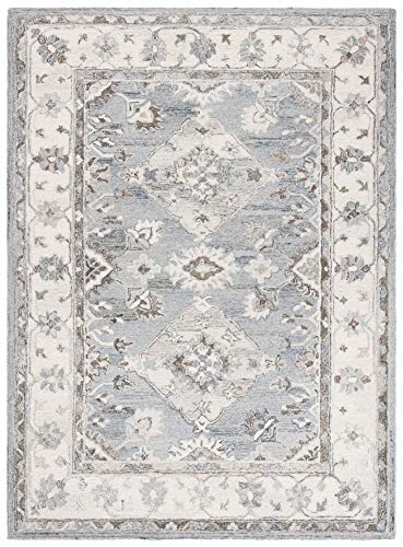 SAFAVIEH Suzani Collection 3' x 5' Grey/Ivory SZN331A Handmade Boho Premium Wool Area Rug