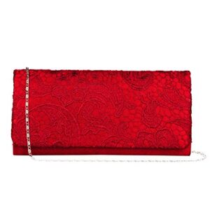 baglamor clutch purses for women wedding red lace floral handbag evening bag