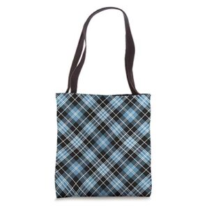 clark clan ancient tartan diagonal blue scottish plaid tote bag