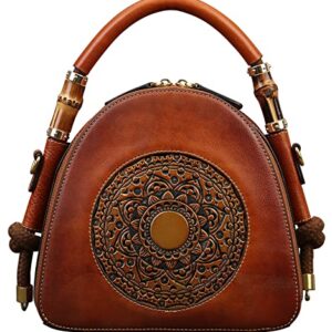 Genuine Leather Handbag for Women, Retro Organizer Top Handle Satchel