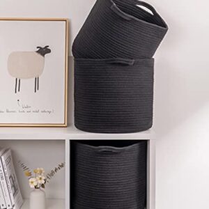 CubesLand Woven Baskets for Storage&Organizing,Round Cubes Baskets Bins for 13x13 Cube Organizer/Shelving,Rope Toy Storage Bins,Cloth Closet Organizing Basket Bin 3 Packs,12.6x12.6’’ Black