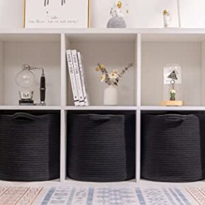 CubesLand Woven Baskets for Storage&Organizing,Round Cubes Baskets Bins for 13x13 Cube Organizer/Shelving,Rope Toy Storage Bins,Cloth Closet Organizing Basket Bin 3 Packs,12.6x12.6’’ Black