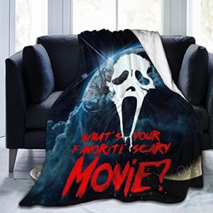 medini scream horror movie blanket,throw blanket,lightweight soft blankets, for bed couch chair travel bedroom 60 inch x50 inch , black