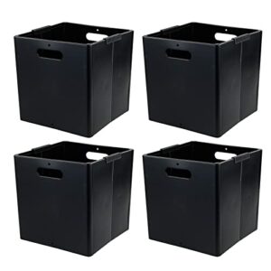 morcte 4-pack collapsible plastic storage cubes organizer, black cube storage bins