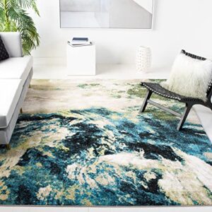 safavieh glacier collection 8′ x 10′ navy / green gla123m modern abstract non-shedding living room bedroom dining home office area rug