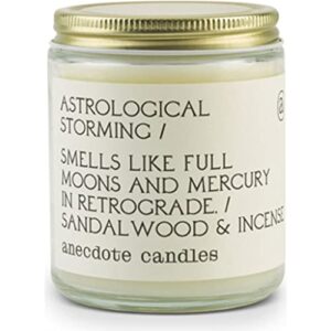 anecdote candles – astrological storming glass jar candle – sandalwood and incense – coconut soy wax – non toxic scented candle – made in usa – 7.8 oz