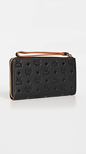 MCM Women's Klara Monogrammed Leather Zipped Wallet, Black, One Size