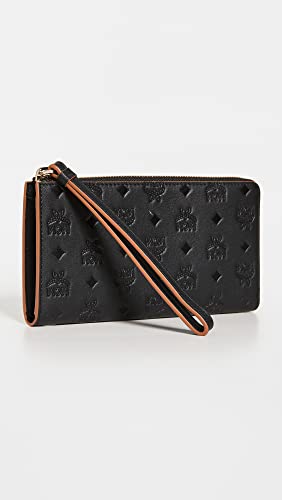 MCM Women's Klara Monogrammed Leather Zipped Wallet, Black, One Size