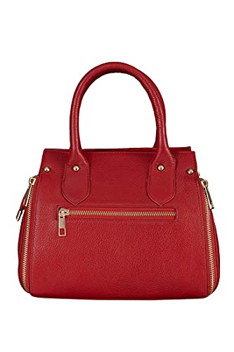 HiLeder Leather Designer Shoulder Tote Purse Satchel Sling Messenger Crossbody Handbag for Women, Medium Size - Red