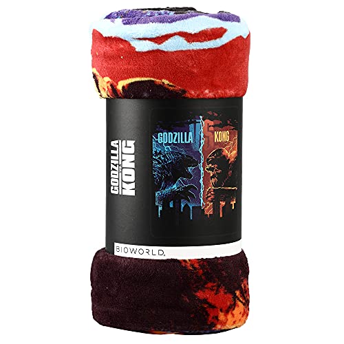 Bioworld Godzilla vs. King Kong Printed Cozy Fleece Throw