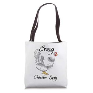 funny chicken girl crazy chicken lady tote bag