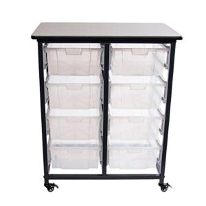 Luxor Mobile Bin Storage Unit – Double Row with Large Clear Bins