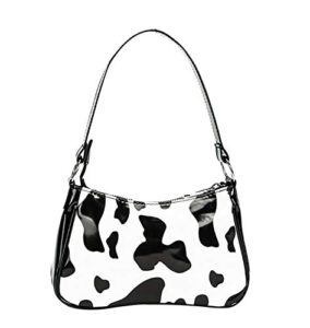 women cow print shoulder bag clutch purse underarm handbag satchel zipper tote bag small purse