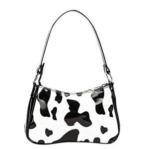 Women Cow Print Shoulder Bag Clutch Purse Underarm Handbag Satchel Zipper Tote Bag Small Purse