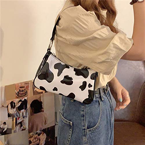 Women Cow Print Shoulder Bag Clutch Purse Underarm Handbag Satchel Zipper Tote Bag Small Purse