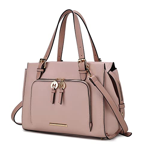 MKF Shoulder Bag for Women – PU Leather Crossbody Satchel Handbag Purse – Lady Fashion Top Handle Pocketbook Blush-Mauve