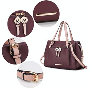 MKF Shoulder Bag for Women – PU Leather Crossbody Satchel Handbag Purse – Lady Fashion Top Handle Pocketbook Blush-Mauve