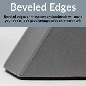Vatalyst Modern Concrete Bookend Works Well with Big Books | Heavy Duty Set of 2 Decorative Triangular Book Ends for Home Office Decor (1 Pair)