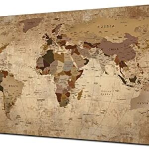 Acocifi World Map Canvas Wall Art Retro Beige Abstract Painting Vintage Old Nautical Picture Framed Artwork Prints for Living Room Bedroom Study Room Home Office Wall Decor 40"x20"