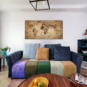 Acocifi World Map Canvas Wall Art Retro Beige Abstract Painting Vintage Old Nautical Picture Framed Artwork Prints for Living Room Bedroom Study Room Home Office Wall Decor 40"x20"