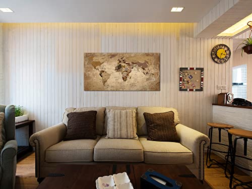 Acocifi World Map Canvas Wall Art Retro Beige Abstract Painting Vintage Old Nautical Picture Framed Artwork Prints for Living Room Bedroom Study Room Home Office Wall Decor 40"x20"