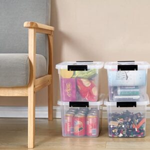 JUJIAJIA Clear Storage Latch Box 16 Quart, Plastic Box/Bin with Lid and Handles, 4-Pack