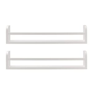 melannco floating arc wall shelves with rail for nursery, bedroom, living room, kitchen, set of 2, white