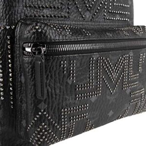 MCM Unisex Black Coated Canvas Studded Medium Backpack MMK8AVE55BK001