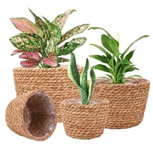 seagrass planter basket stylish planter baskets for indoor and outdoor plants perfect for flower pots cover and room decoration, set of 4