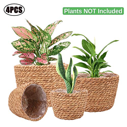 Seagrass Planter Basket Stylish Planter Baskets for Indoor and Outdoor Plants Perfect for Flower Pots Cover and Room Decoration, Set of 4