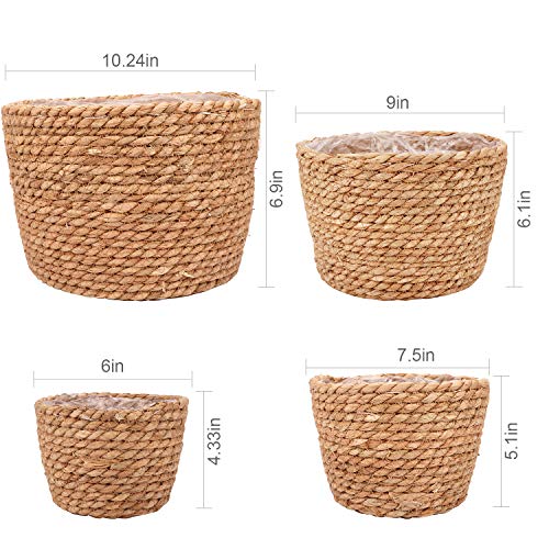 Seagrass Planter Basket Stylish Planter Baskets for Indoor and Outdoor Plants Perfect for Flower Pots Cover and Room Decoration, Set of 4