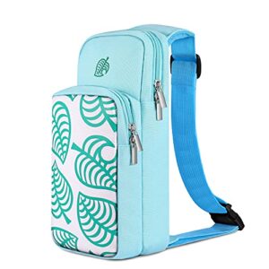 tnp switch bag, travel bag compatible with nintendo switch & switch lite – shoulder bag travel case cute portable carrying backpack for animal crossing games accessories console & dock charger – blue