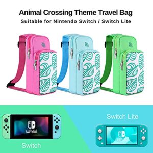 TNP Switch Bag, Travel Bag Compatible with Nintendo Switch & Switch Lite - Shoulder Bag Travel Case Cute Portable Carrying Backpack for Animal Crossing Games Accessories Console & Dock Charger - Blue