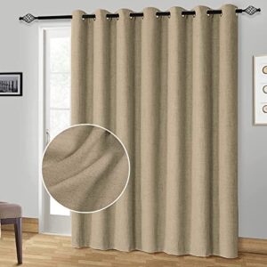 100% blackout sliding door curtains patio door curtains linen textured extra wide curtains 84 inch length grommet curtain drapes for living room curtain panels(w100 x l84 1 panel, natural)