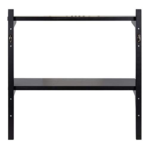 Kate and Laurel Meridien Modern Wood Shelves, 24 x 8 x 24, Black, Transitional Two Tier Wall Shelf for Storage and Display