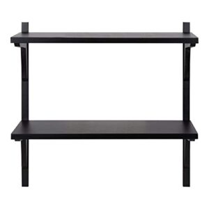 Kate and Laurel Meridien Modern Wood Shelves, 24 x 8 x 24, Black, Transitional Two Tier Wall Shelf for Storage and Display