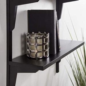 Kate and Laurel Meridien Modern Wood Shelves, 24 x 8 x 24, Black, Transitional Two Tier Wall Shelf for Storage and Display