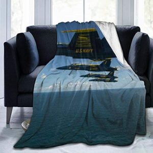 Minalo Personalized Custom Throw Blanket,Blue Angels Airplane Aircraft,Soft Comfortable Plush Blanket for Sofa Bedroom Travel Fluffy Blanket 40"X50"