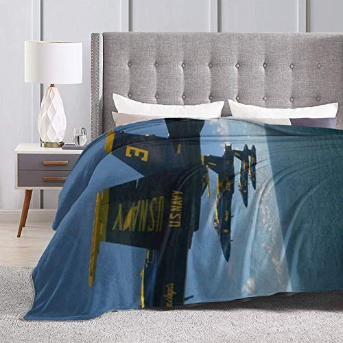 Minalo Personalized Custom Throw Blanket,Blue Angels Airplane Aircraft,Soft Comfortable Plush Blanket for Sofa Bedroom Travel Fluffy Blanket 40"X50"