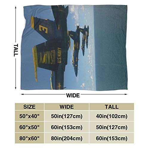 Minalo Personalized Custom Throw Blanket,Blue Angels Airplane Aircraft,Soft Comfortable Plush Blanket for Sofa Bedroom Travel Fluffy Blanket 40"X50"