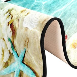 Beach Seashell Starfish Kitchen Rugs Non-Slip Soft Doormats Bath Carpet Floor Runner Area Rugs for Home Dining Living Room Bedroom 72" X 24"