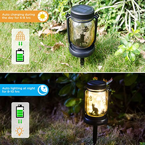 Cat string garden lights,gift for mother/grandma/women and every one ,solar lanterns outdoor waterproof, fence lights,lamp decor,whimsical decor,solar outdoor lights,solar porch powered outdoor lights