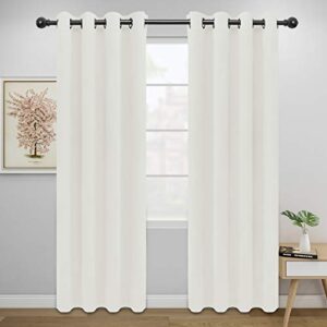 easy-going blackout curtains for bedroom, solid thermal insulated grommet and noise reduction window drapes, room darkening curtains for living room, 2 panels(52×84 in,ivory)