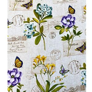 Newbridge Easter Botanical Blossoms Fabric Tablecloth - Vivid Spring Floral and Butterfly Print Easy Care, Wrinkle and Stain Resistant Tablecloth, 52" x 52" Square