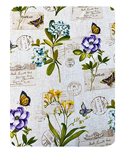 Newbridge Easter Botanical Blossoms Fabric Tablecloth - Vivid Spring Floral and Butterfly Print Easy Care, Wrinkle and Stain Resistant Tablecloth, 52" x 52" Square