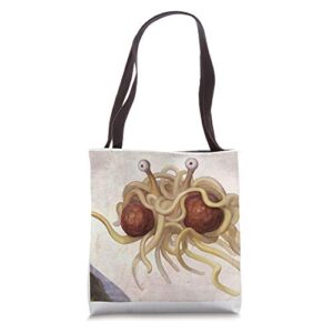 pastafarian flying spaghetti monster athiest gift graphic tote bag