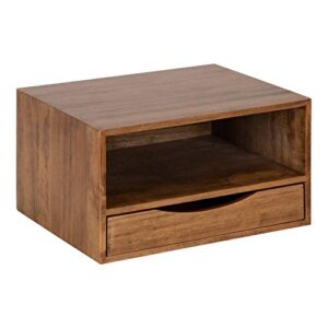 kate and laurel hutton modern floating shelf, 12.5 x 10 x 7, rustic brown, farmhouse floating desk for storage and display
