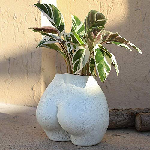 FROZZUR Body Plant Pot Butt Vase, Female Body Flower Pots with Drainage Holes, Resin Flower Planter Modern, Modern Design Boho Form Pieces, Artificial Faux Potted Flower for Home Decor Indoor Outdoor